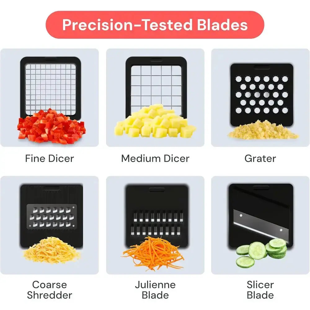 Vegetable Chopper | With Container | Stainless Steel Blades | White and Black