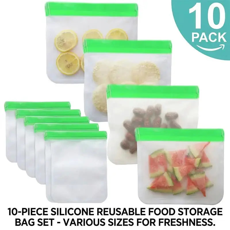 Reusable PEVA Food Storage Bag | Vacuum Sealed | Food Grade PEVA | Green