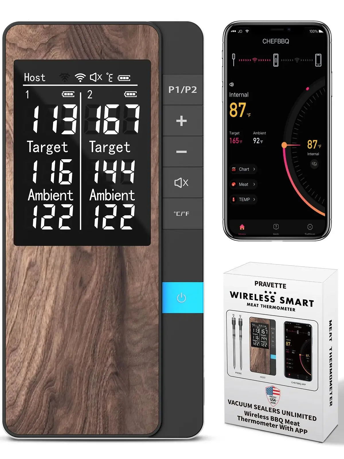 Wireless Meat Thermometer | Multi-Sensor Probes | Ultra-Thin Probes | Bluetooth