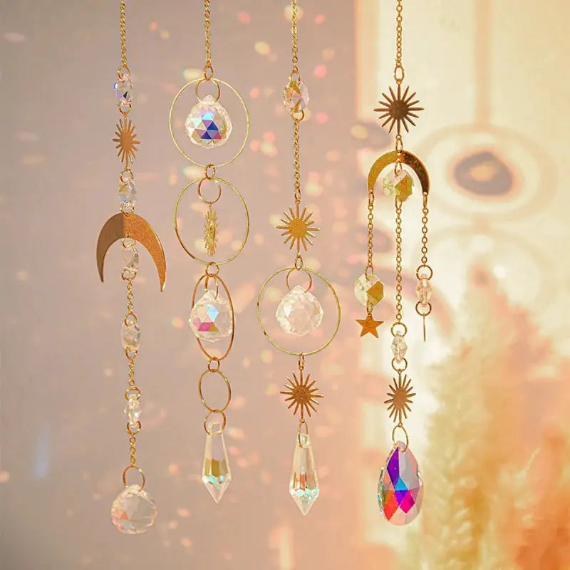 Crystal Suncatcher Moon Star Rainbow Sun Catcher Wind Chime Pendant Sun Catcher Pendants Outdoor Garden Yard Hanging Decor from PriceLows™