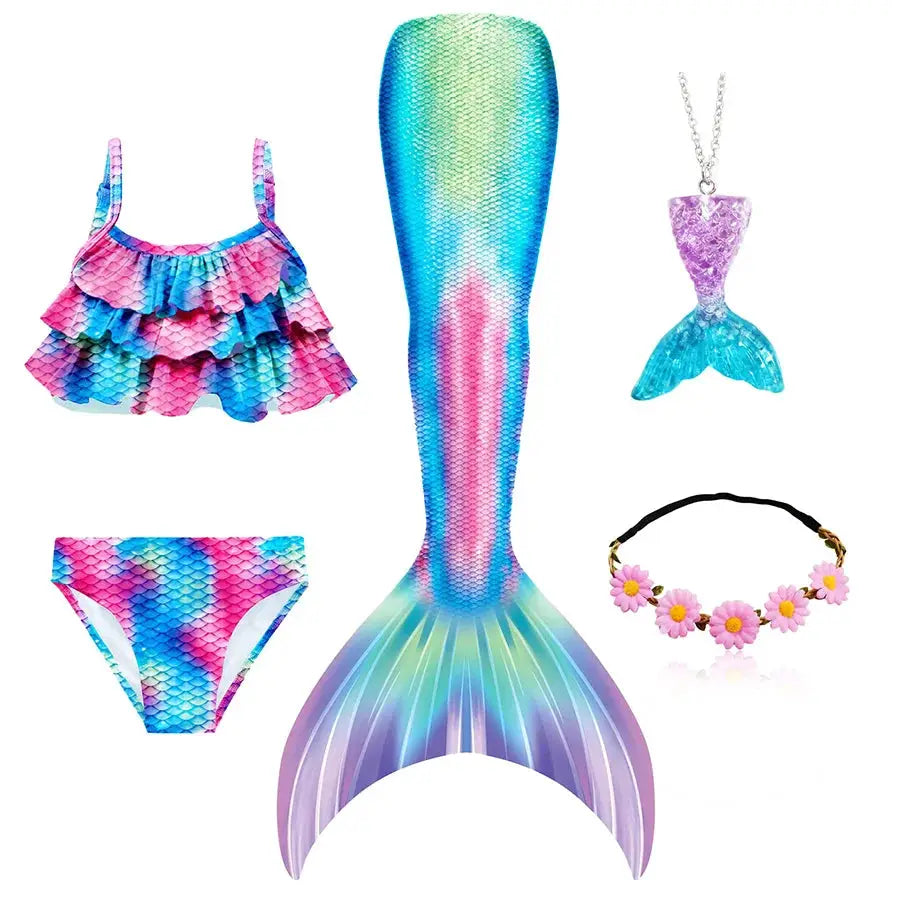 New The Little Mermaid Tails Ariel Memaid Swimsuit Bikini Bathing Suit Halloween Costume Girls Can Add Monofin for Pool Swim from PriceLows™