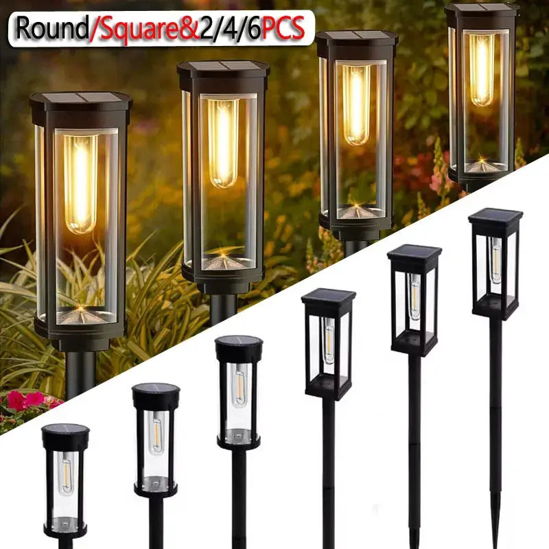 2/4/6Pcs Retro Solar Pathway Warm Lights Outdoor Waterproof Garden Incandescent Bulb for Walkway Yard Backyard Landscape Decor from PriceLows™
