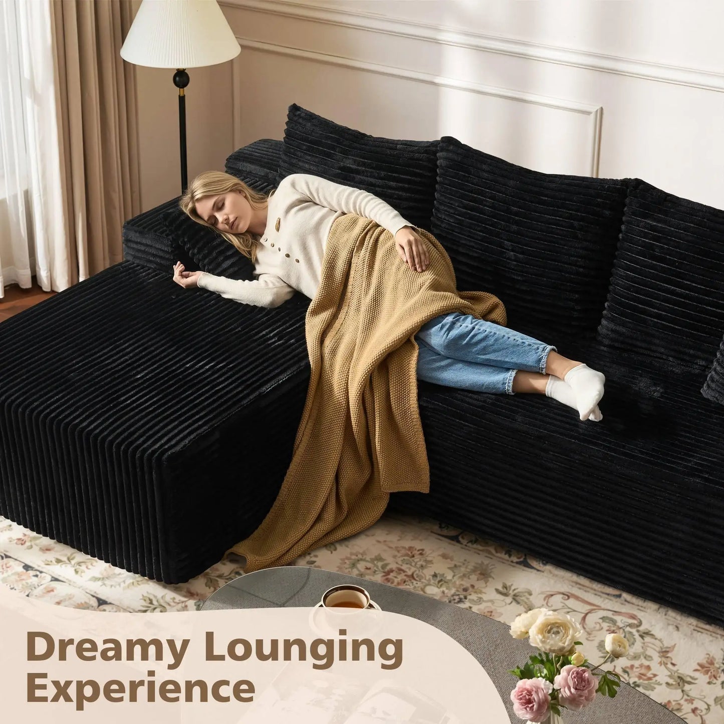 Sofa Bed | L Shaped Sectional 96 Inch | Cotton Fabric