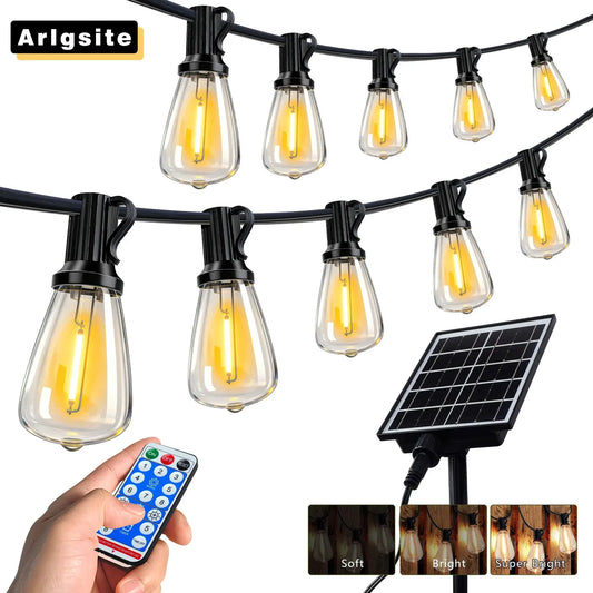 100FT Solar Outdoor String Lights IP65 Waterproof Patio Lights, Shatterproof E12 Replaceable Bulbs, Remote Dimmable Timing from PriceLows™
