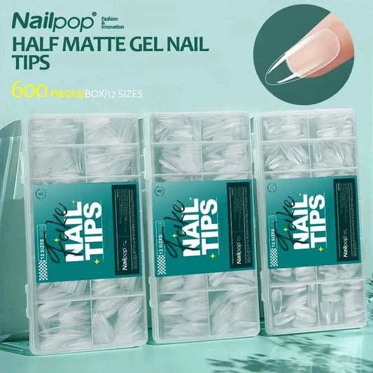 Nailpop 600PCS Nail Tips Full Cover Medium Length Ballerina Press On False Nail Extenison Tips with Box for Salons and Home DIY from PriceLows™