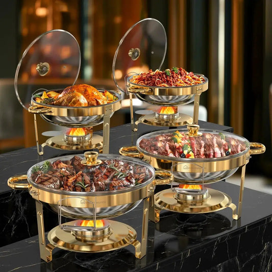2/4 Pack Chafing Dishes for Buffet 5QT Round Stainless Steel Chafing Dish Set for Home Parties, Christmas Buffet Warmer Set from PriceLows™