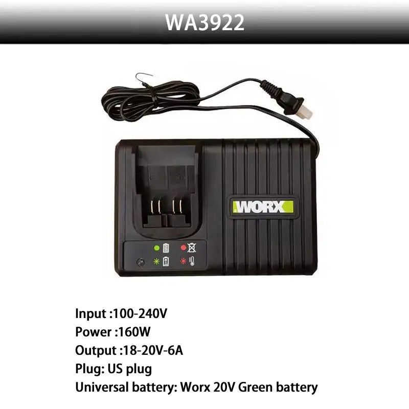 WORX 20V Charger 2.0A/6A 20V 2A Dual Out 2A FanCooling 6A with Multi-Model Charge Protection Universal Green Battery Platform from PriceLows™