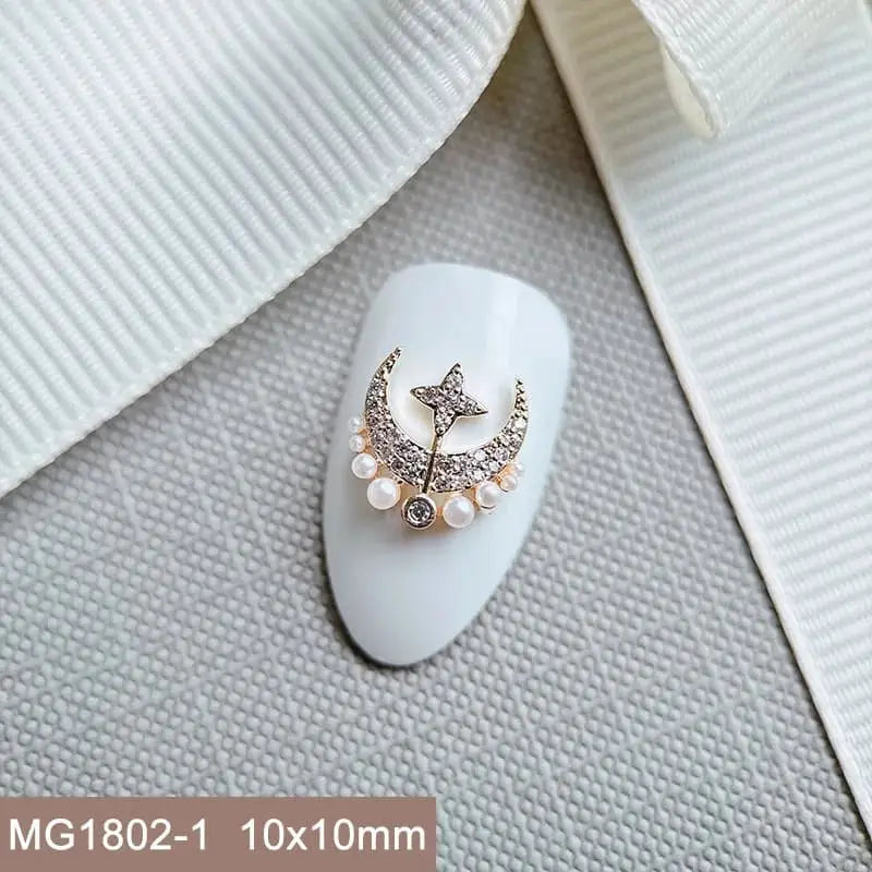 10pcs/lot Luxury Flower Love Heart Zircon Metal Nails Jewelry Material Decorations Nail Art Accessories Charms Parts Supplies from PriceLows™