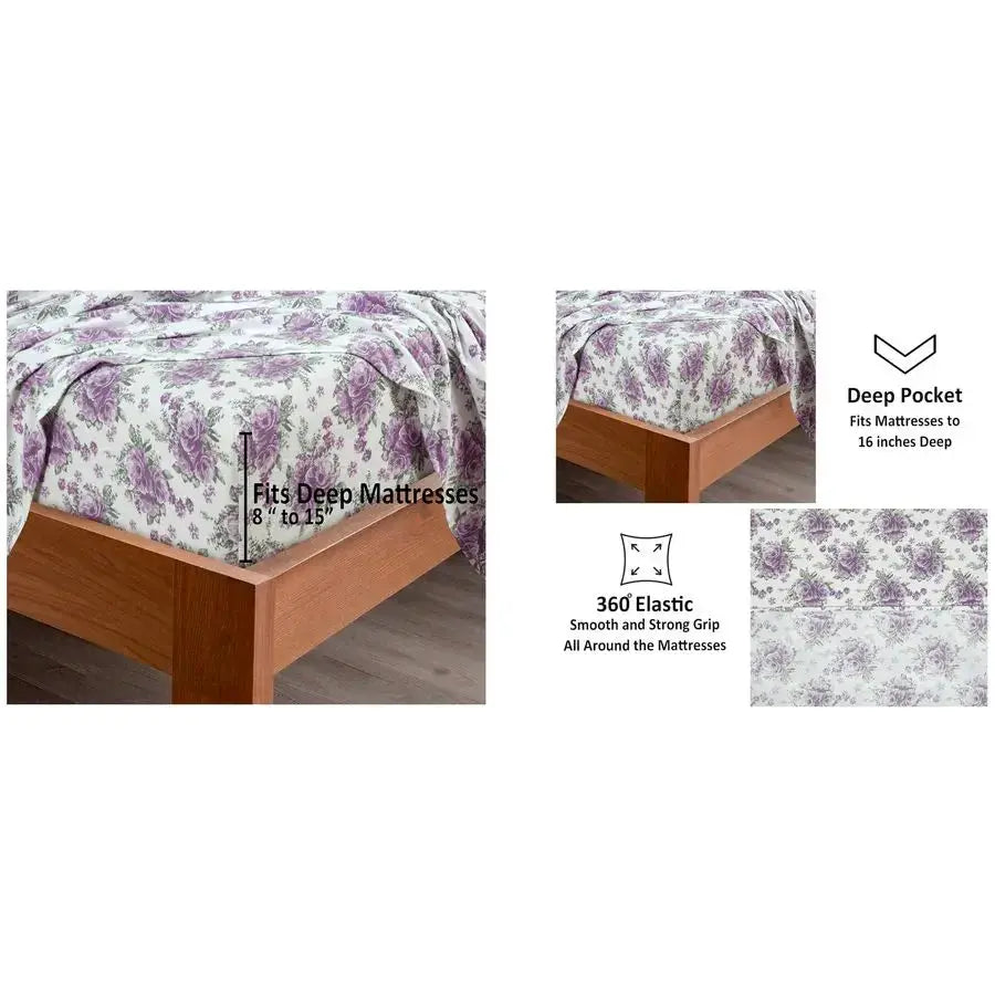 4 Piece 100 Cotton Flannel Sheets Queen Size Bed Set Warm amp Extra Soft Deep Pockets, Breathable, All Seasons Comfy Double Brus from PriceLows™