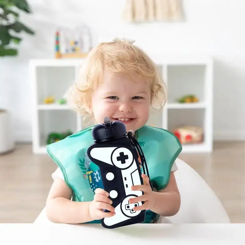 Silicone Water Bottle Foldable Water Bottle Game Handle Shape Drinking Bottle Sports Leakproof Travel Mug Reusable Water Cup from PriceLows™