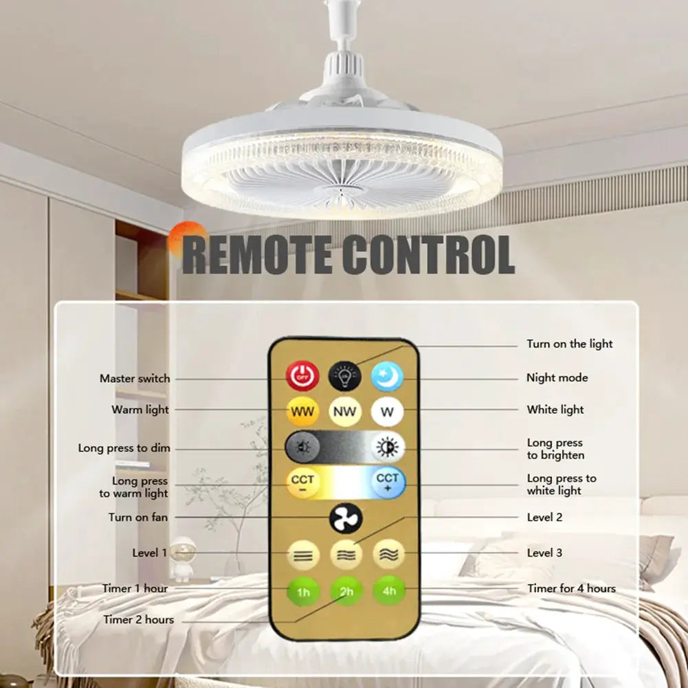 Ceiling Fan With Light | E27 Socket | Remote Control | Dimmable 3000K-6000K