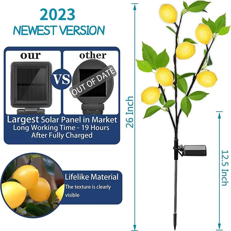 LED Solar Lemon Light for Lawn,Courtyard,Outdoor View,Garden, Park, PartyAtmosphere, Entrance, Festival, Decorative Lamp, 2Pcs from PriceLows™