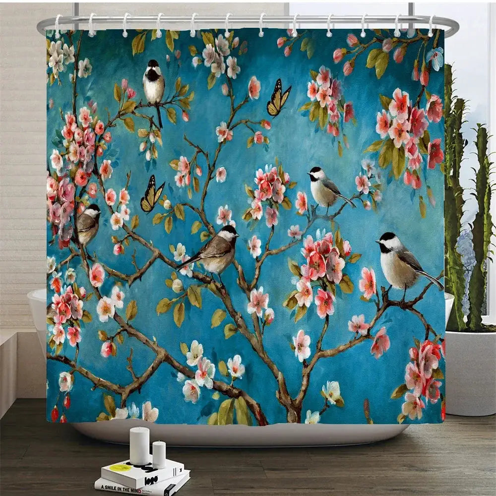 Chinese Style Flower and Birds Tree Shower Curtains Bath Curtain Waterproof Bathroom Decor With Hooks 3d Printing Bath Curtain from PriceLows™