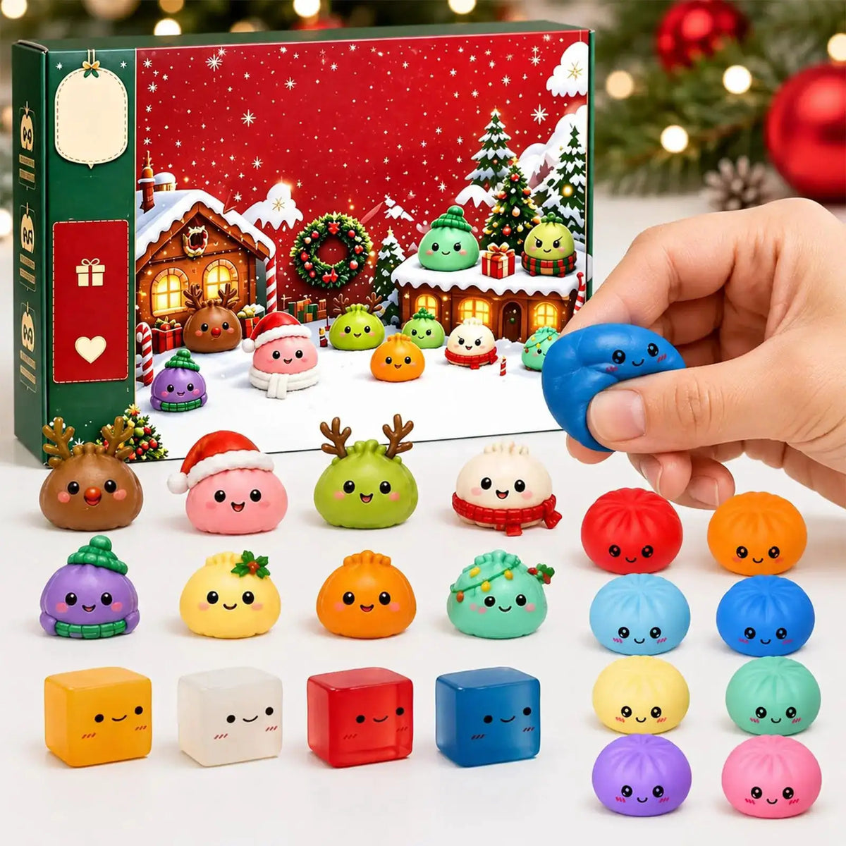 Christmas Squishies Advent | 24 Day Countdown | Soft Plastic Minis | Gift Set