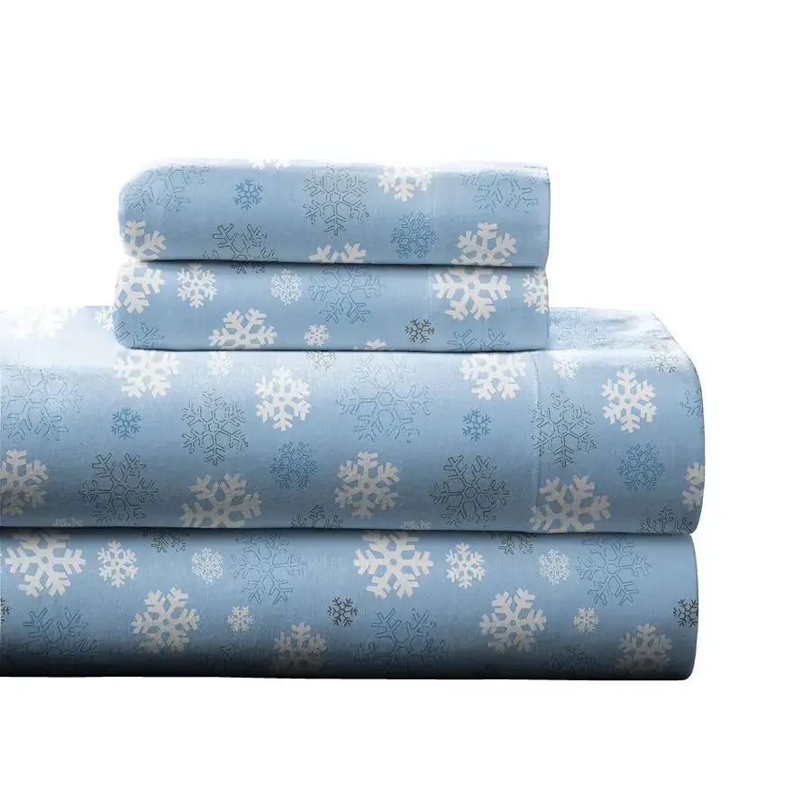 Heavy Weight Flannel Sheet Set, Queen, Snow Flakes Warm amp Cozy 100 Cotton Flannel PreShrunk 170 GSM Deep Pockets Easy Fit Elas from PriceLows™