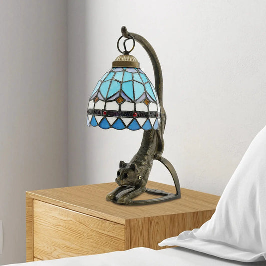 Vintage Table Lamp with Colorful Glass Shade, Retro Desk Lamp Indoor Table Lamp, Bedside Nightstand Desk Lamp for Home Room from PriceLows™