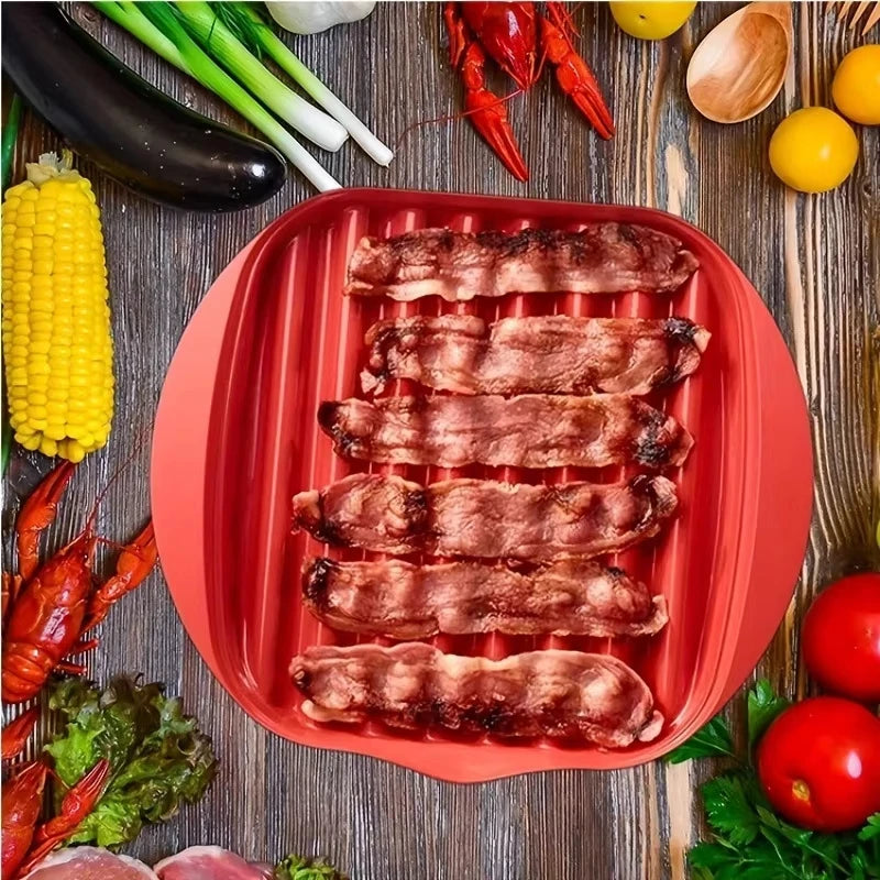 Microwave Bacon Tray | Nonstick Surface | Splatter Lid | 1 Count Or 3 Count