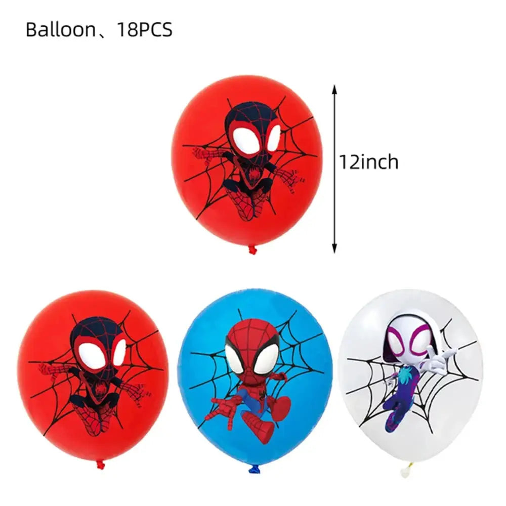 Spider Birthday Party Supplies | Disposable Tableware Set | 3D Balloon | Kids