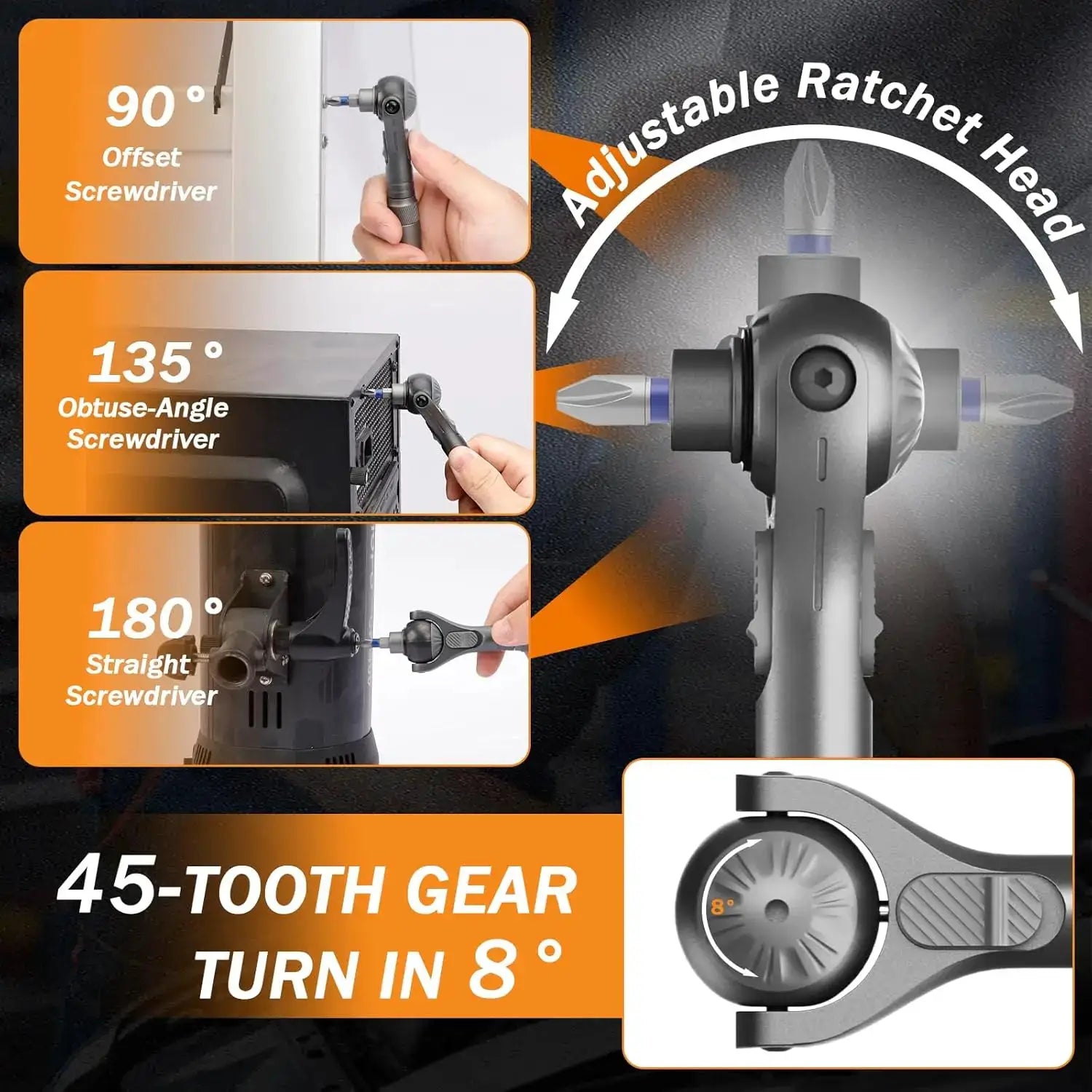 Galacok 40 in 1 Magnetic Ratchet Screwdriver Set, Multi-functional Wrench Set with 180° Adjustable Handle S2 Bits and Socket Set from PriceLows™