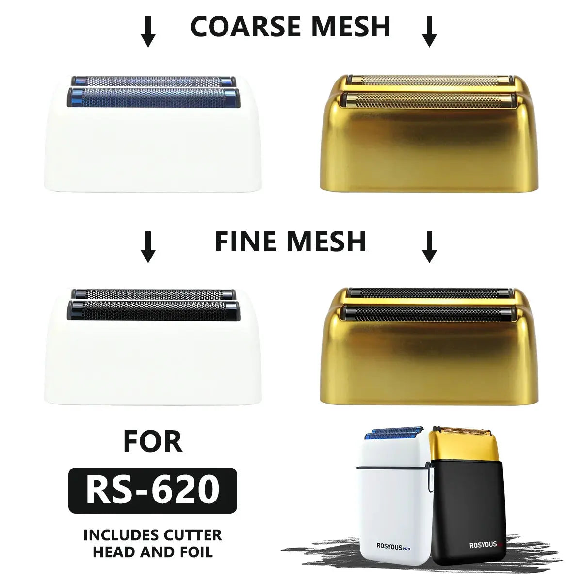 ROSYOUS for RS-620 Original Replacement Double Foiled Net Cover Blade Electric Shaver Repair Accessories from PriceLows™
