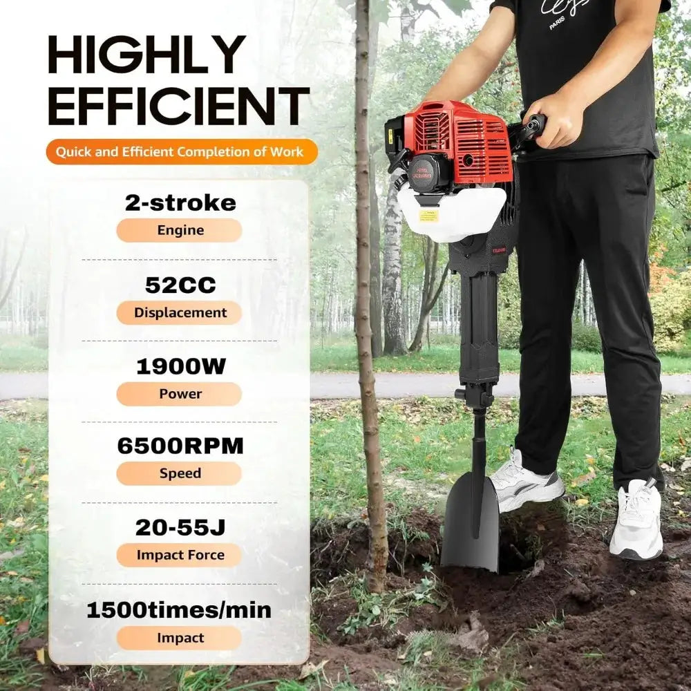 Trench Digger 52CC Handheld Trencher Digger Machine 2 Stroke Gas Powered Garden Tree Digger with Single Cylinder & Air-Cooled from PriceLows™