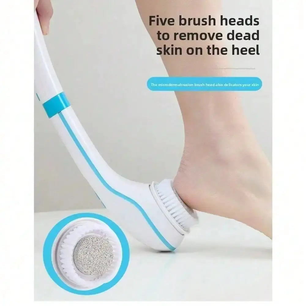 Electric Shower Brush | Soft-Bristled | Five Head Attachments | Back Cleaning