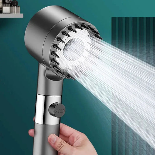 High Pressurized Filter Shower Head 3-mode Adjustable Spray with Massage Brush Rain Faucet Bathroom Accessories from PriceLows™