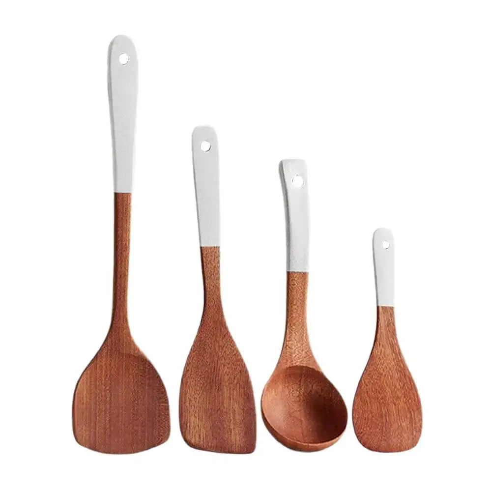 Household Non Stick Pan Special Wooden Shovel&spoon Kitchenware Set SilverColor Handle Ebony Shovel Wooden Spoon Kitchenware Set from PriceLows™