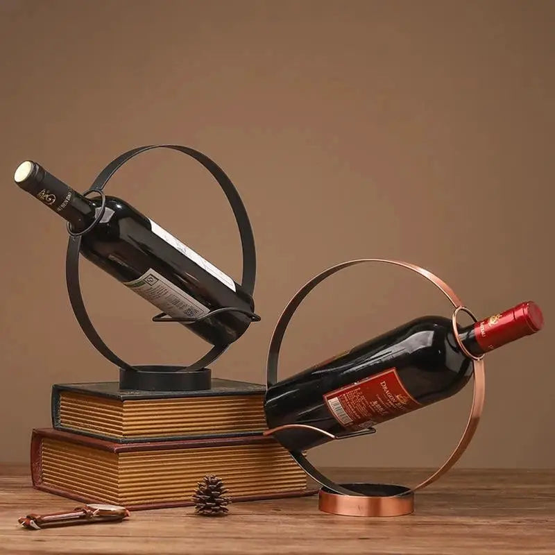 Creative Retro Iron Round Wine Rack Home Desktop Decoration Rack Bar Wine Cellar Bar Supplies from PriceLows™