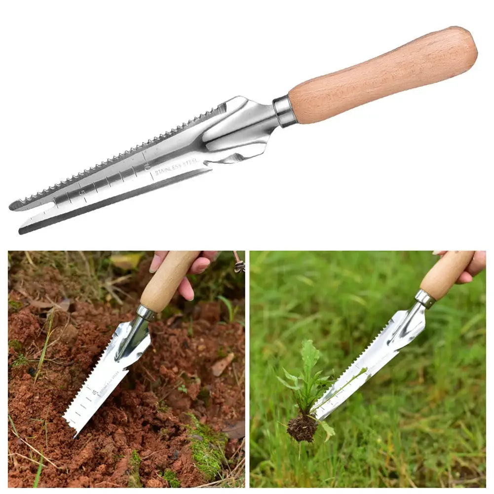 5 In 1 Hand Weeder | Premium Garden Tool | Wooden Handle | Transplanting Digging