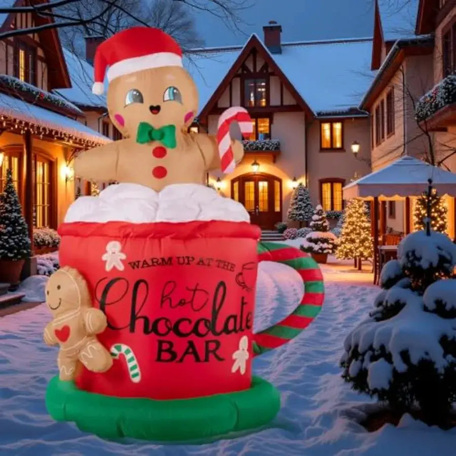 Inflatable Gingerbread Man | 6.5 Ft Led Lights | Weatherproof PVC | Red White