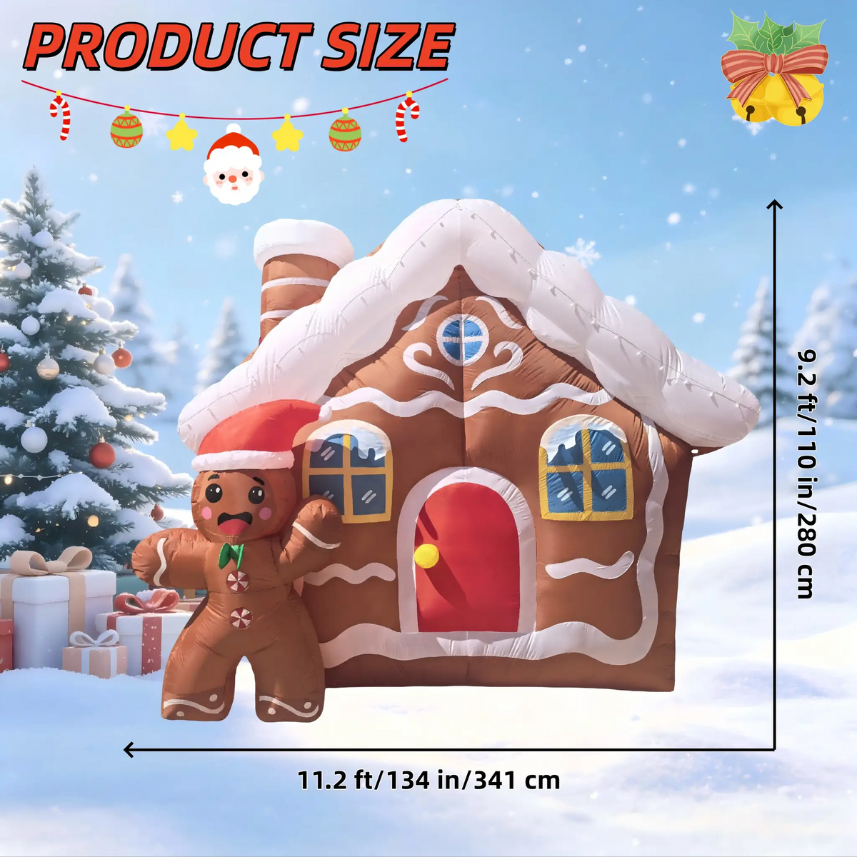 Inflatable Gingerbread House | 11.2 Ft | LED Lights | Holiday Garden Decor