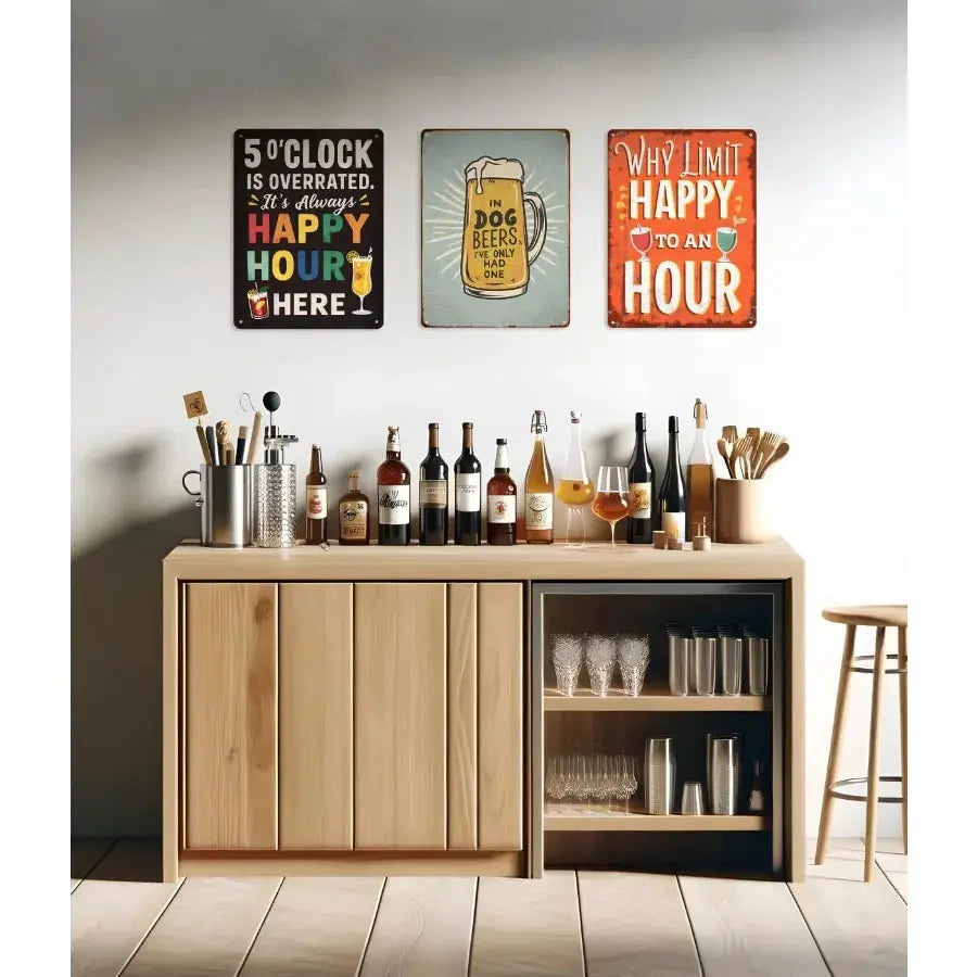 Funny Metal Bar Sign Humorous Wall Decor for Home Bar Man Cave Accessories and Basement Patio Outdoor Bar Happy Hour from PriceLows™