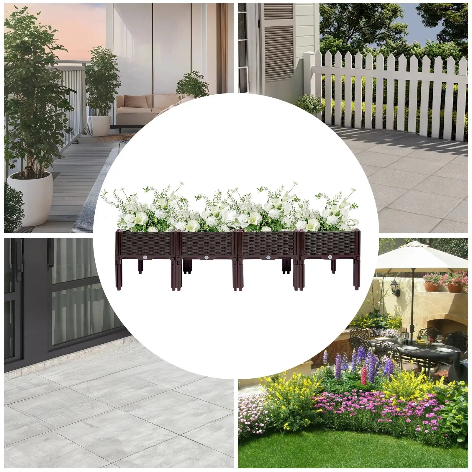 4 Raised Garden Bed with Sealing Strips Floor Standing Planter Boxes PP Plants Elevated Garden Boxes for Yards and Courtyards from PriceLows™