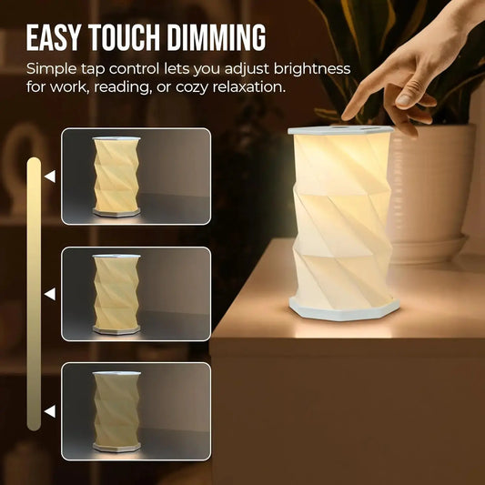 Rotating Foldable Night Light Paper Lantern Portable Atmosphere Light LED Touch Dimmer Bedhead Decoration Gift Table Book Light from PriceLows™