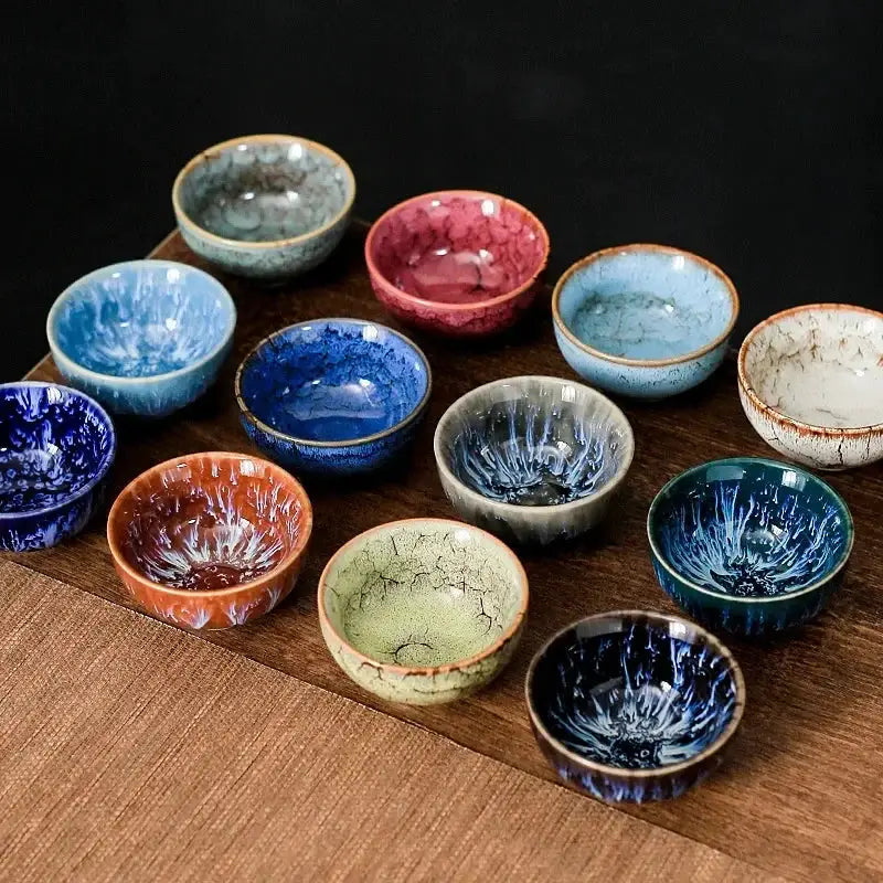 1pc Multicolor Kiln Fambe Porcelain Tea Cup Large Kung Fu Temmoku Glaze Ceramics Japanese Master Teacup Retro Single Tea Cups from PriceLows™