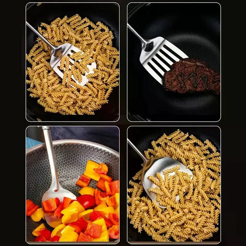 4Pcs Stainless Steel Kitchen Utensil Set Shovel Frying Spoon Soup Colander Spatula Kitchen Tools Set from PriceLows™