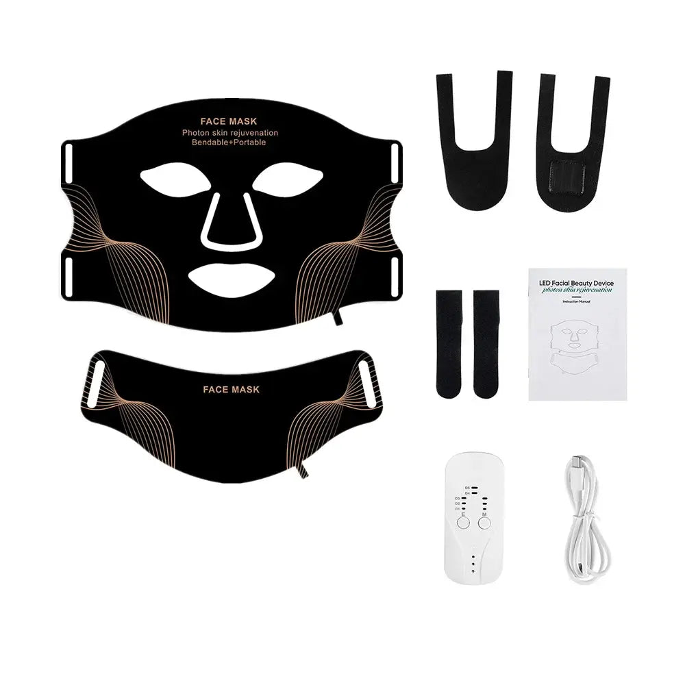 Silicone LED Mask Face With Neck 7 Colors LED Photon Red Light Infrared Therapy Flexible Facial Mask Repair Skin Wireless Use from PriceLows™