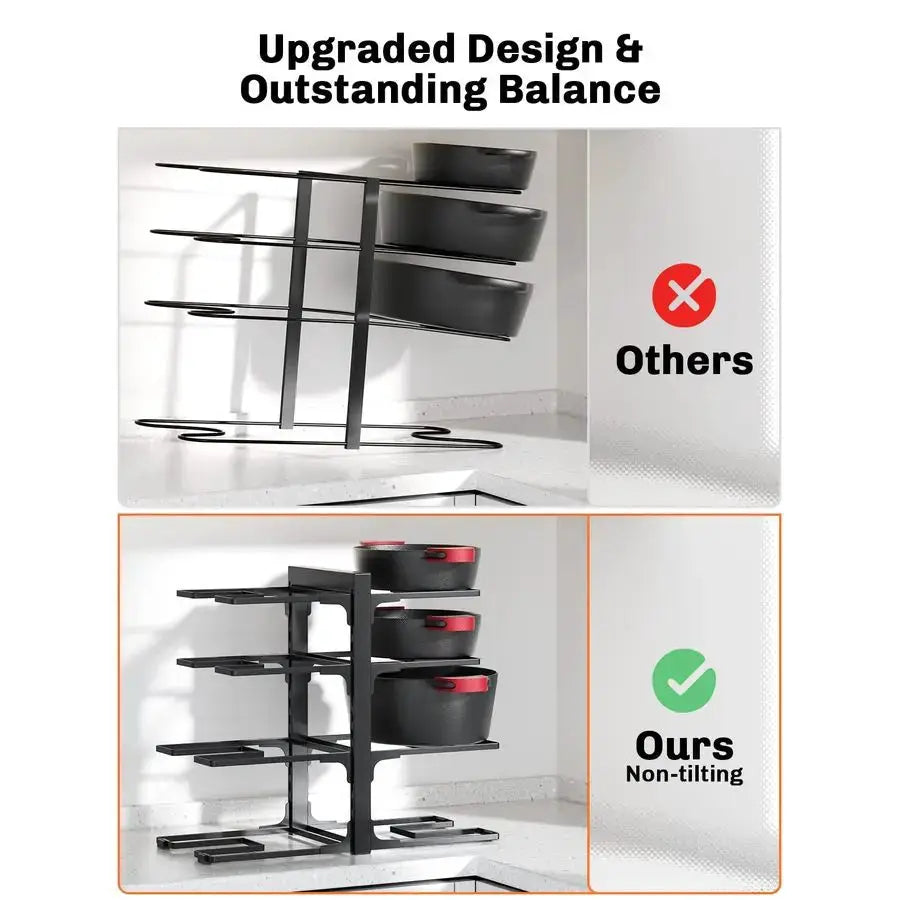 8Tier Pots and Pans Organizer under Cabinet, 15.83 Height Heavy Duty Pot Pan Organizer Kitchen Cabinet Organization and Storage, from PriceLows™