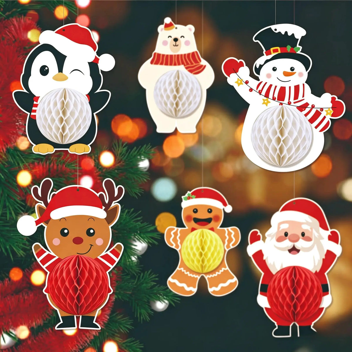 Christmas Tree Ornaments | Assorted Figures | PVC Material | 10 Pack