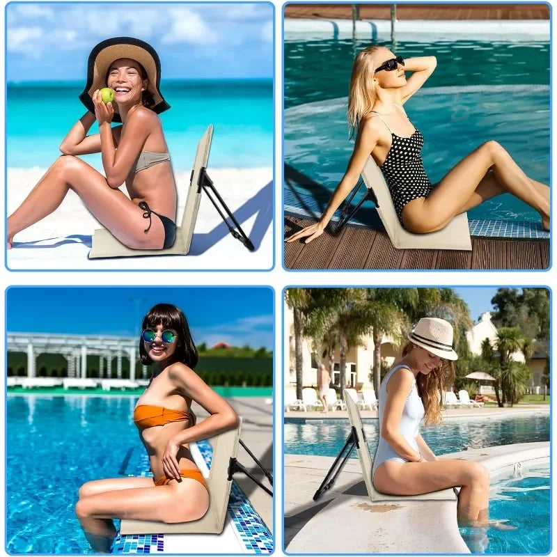 Portable Foldable Chair | Back Support | Aluminum Frame | Size 37x39x42cm
