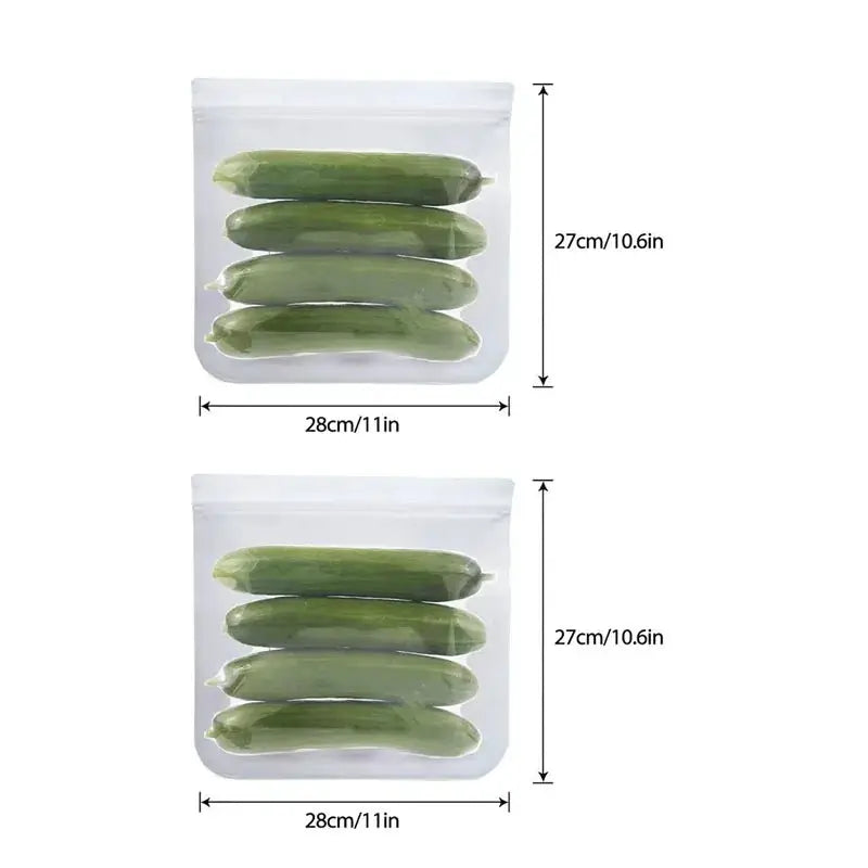 Silicone Food Storage Bags | Stand Up Zip | Leakproof Reusable | 1/2/3/4 Pcs