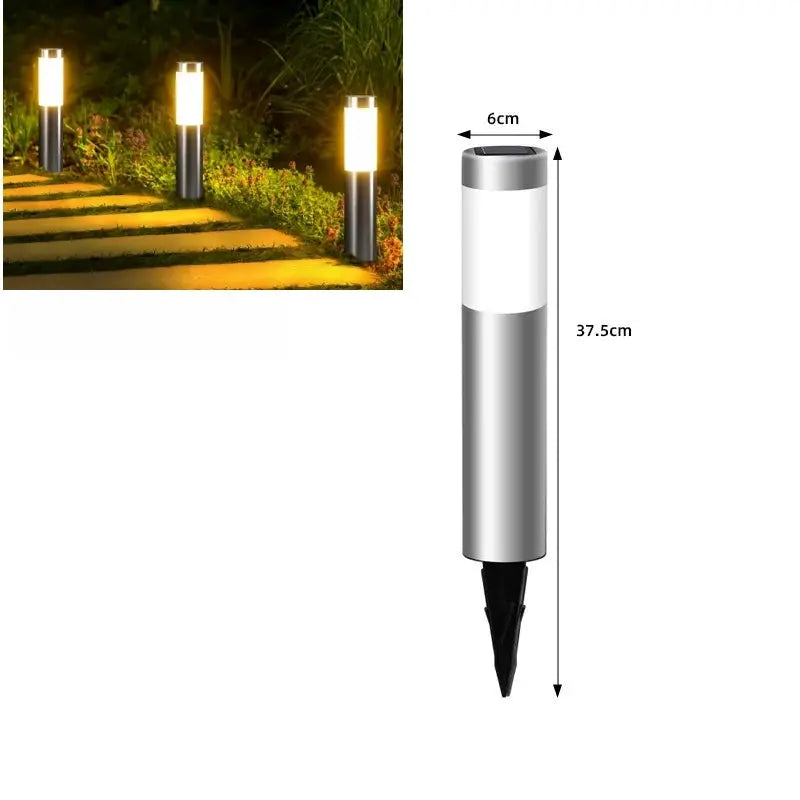 Solar Stainless Steel LED Modern Pathway Lights Upgraded Courtyard Outdoor Garden Cylindrical Lawn Light Outside Walkway Decor from PriceLows™