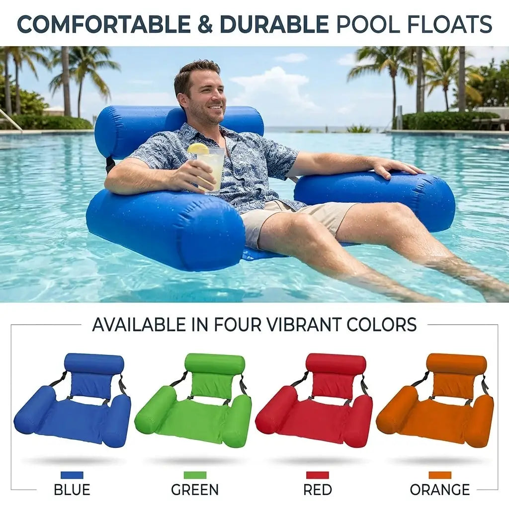 Inflatable Floating Lounger | 100x120 cm | Foldable Portable | Pool Beach