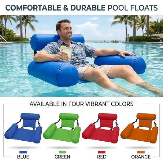 Inflatable Floating Lounger | 100x120 cm | Foldable Portable | Pool Beach