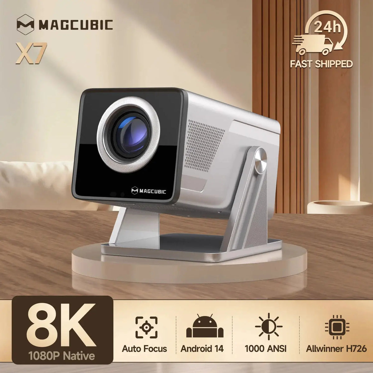 Smart Projector | 1000 Ansi Lumens | Auto Focus | 1080P Resolution
