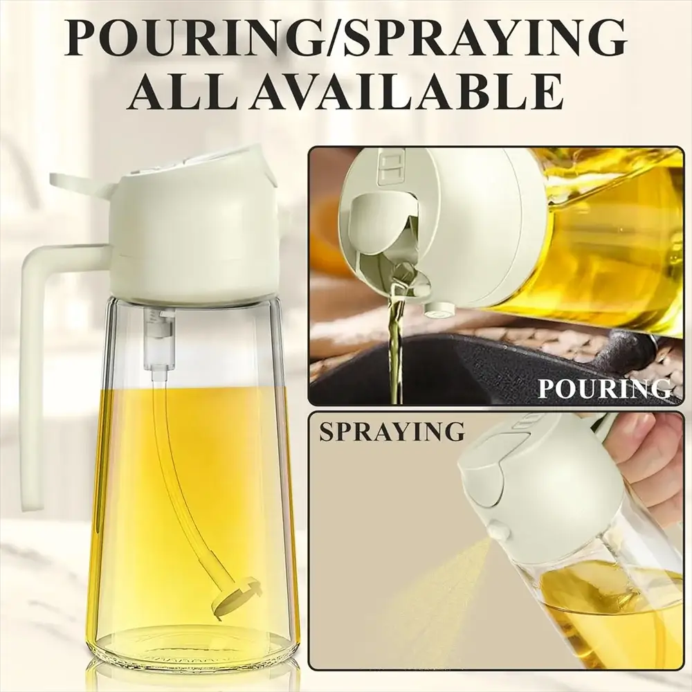 Oil Sprayer | 2 in 1 Dispenser | Glass 470ml Food grade | Kitchen Use