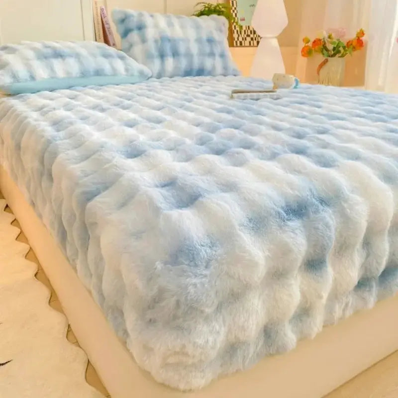 Fitted Bed Sheet | Plush Winter Warm | Solid Color | Full To King