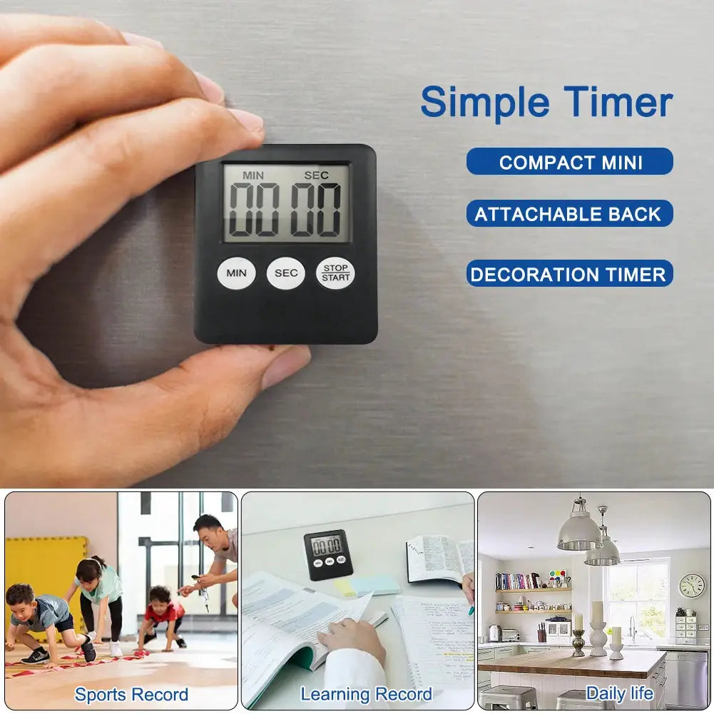10-1PC Mini Electronic Timer Stopwatch LCD Display for Sports Exercise Baking Cooking Digital Timer Multi-Function Kitchen Timer from PriceLows™