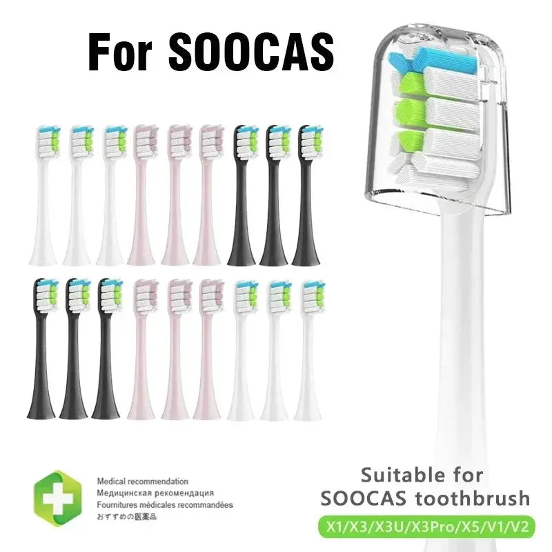 Sonic Electric Toothbrush Heads For Xiaomi SOOCAS X3 X5 X3U X1 V1 V2 SOOCARE Head Bristle Replacement Nozzles with Anti-dust Cap from PriceLows™
